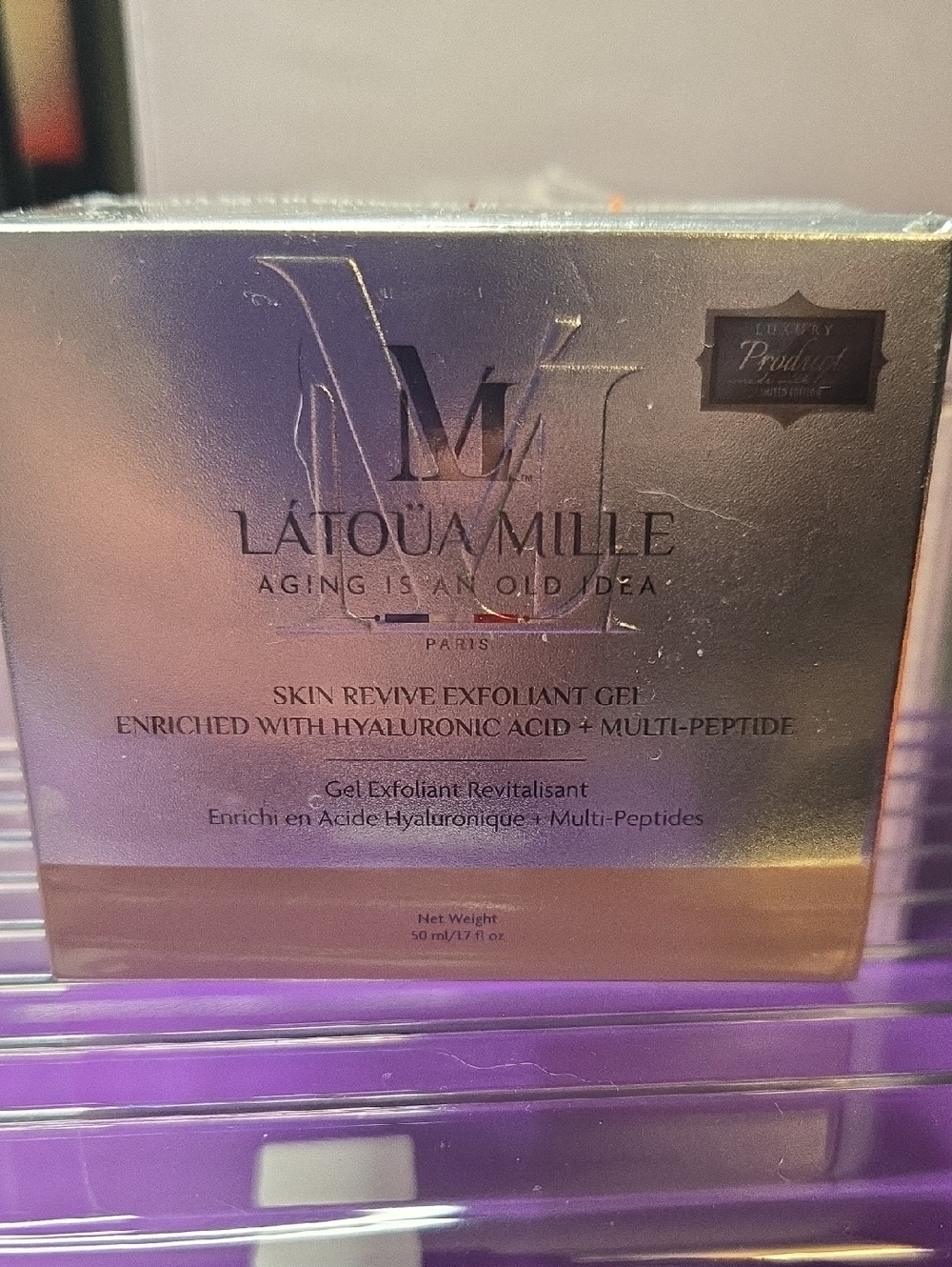 Latoua Mille Skin Revive Exfoliant Gel - Iridescent Silver Packaging